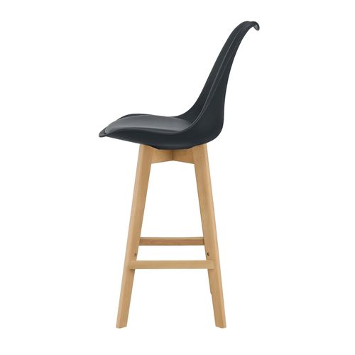 Lot De 2 Tabourets De Bar Siège Avec Dossier Et Repose-pied Rembourré 105 Cm Noir 03_