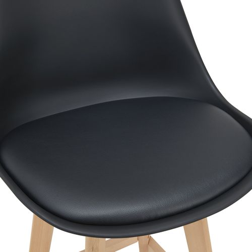 Lot De 2 Tabourets De Bar Siège Avec Dossier Et Repose-pied Rembourré 105 Cm Noir 03_