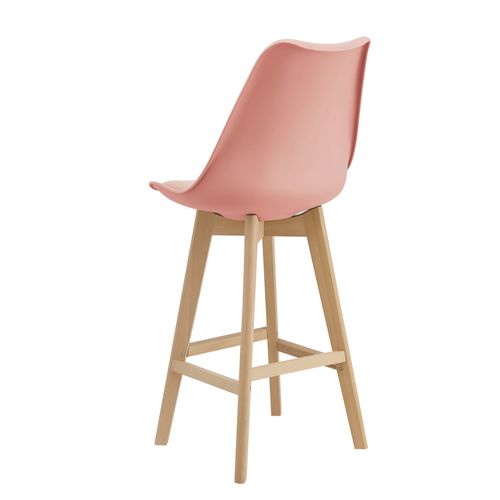 Lot De 2 Tabourets De Bar Siège Avec Dossier Et Repose-pied Hêtre 105 Cm Rose 03_0002