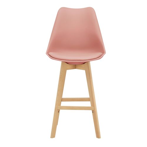 Lot De 2 Tabourets De Bar Siège Avec Dossier Et Repose-pied Hêtre 105 Cm Rose 03_0002