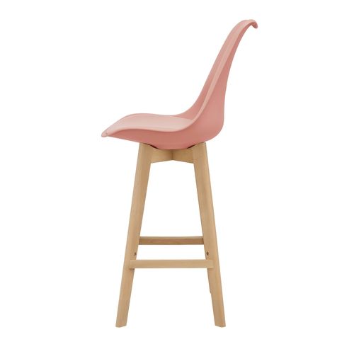 Lot De 2 Tabourets De Bar Siège Avec Dossier Et Repose-pied Hêtre 105 Cm Rose 03_0002
