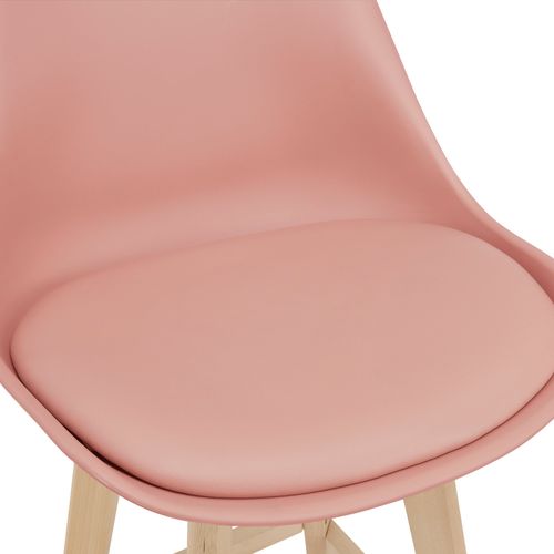 Lot De 2 Tabourets De Bar Siège Avec Dossier Et Repose-pied Hêtre 105 Cm Rose 03_0002