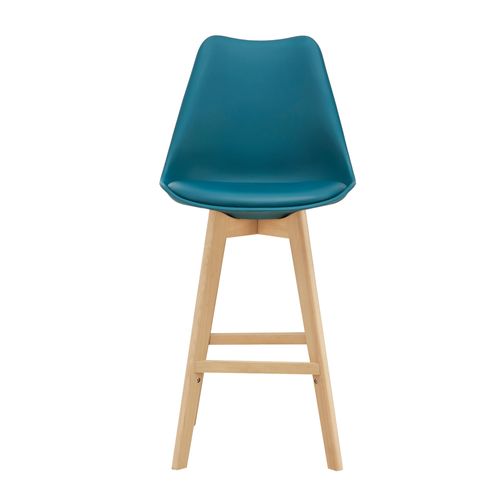 Lot De 2 Tabourets De Bar Siège Rembourré Plastique Synthétique Hêtre 105 Cm Turquois