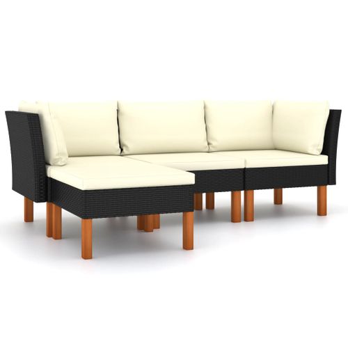 Salon De Jardin Meuble D'extérieur Ensemble De Mobilier 4 Pièces Avec Coussins Résine