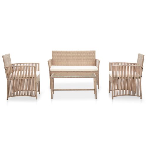 Salon De Jardin Meuble D'extérieur Ensemble De Mobilier 4 Pièces Avec Coussins Résine