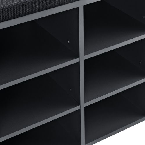 Meuble à Chaussures Banquette Banc Siège En Tissu Polyester 103 Cm Gris Foncé Noir 03