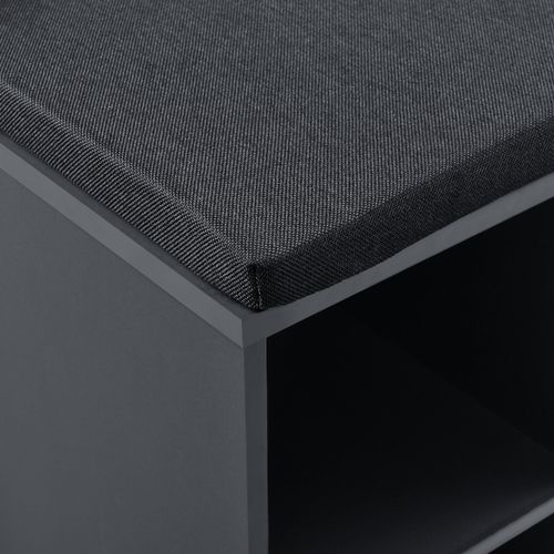 Meuble à Chaussures Banquette Banc Siège En Tissu Polyester 103 Cm Gris Foncé Noir 03