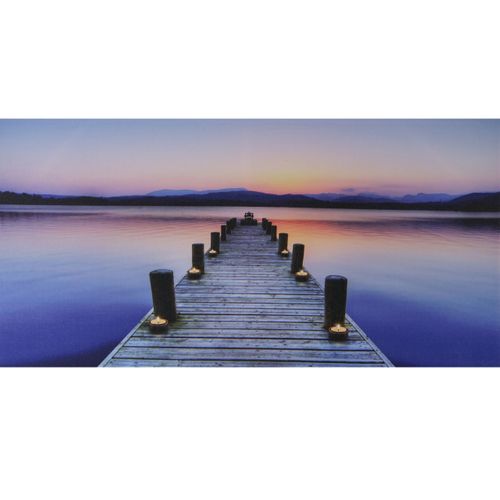 Tableau Toile Image Murale LED Motif Ponton Sur Mer Minuterie 110x555cm 04_0003570