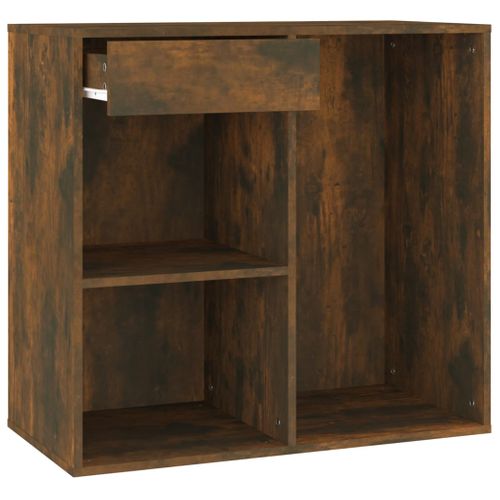 Coiffeuse à LED Avec Armoires 60 X 40 X 140 Cm Chêne Fumé Bois D'ingénierie 02_000622