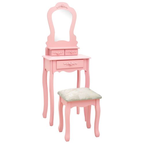 Ensemble De Coiffeuse Avec Tabouret 50 X 59 X 136 Cm Rose 02_0006226