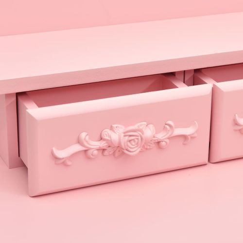 Ensemble De Coiffeuse Avec Tabouret 50 X 59 X 136 Cm Rose 02_0006226