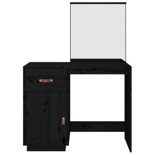 Coiffeuse 95 X 50 X 134 Cm Bois De Pin Massif Noir 02_0006230