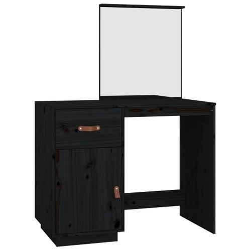 Coiffeuse 95 X 50 X 134 Cm Bois De Pin Massif Noir 02_0006230