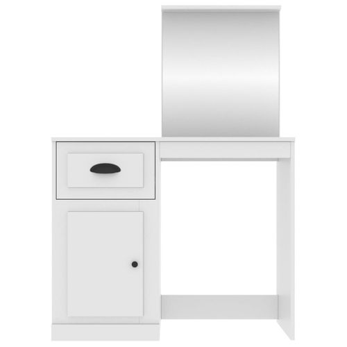 Coiffeuse Avec Miroir 90 X 50 X 132,5 Cm Bois D'ingénierie Blanc 02_0006255