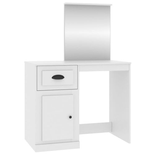 Coiffeuse Avec Miroir 90 X 50 X 132,5 Cm Bois D'ingénierie Blanc 02_0006255