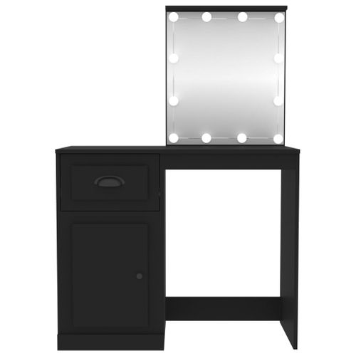 Coiffeuse Avec LED 90 X 50 X 132,5 Cm Bois D'ingénierie Noir 02_0006259