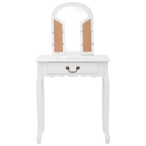 Coiffeuse Et Tabouret De Luxe 65 X 36 X 128 Cm Bois De Mdf Blanc 02_0006268
