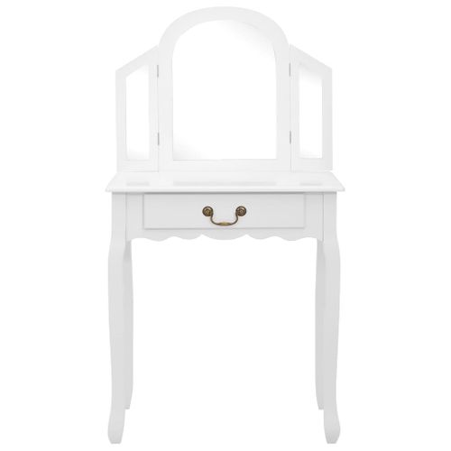 Coiffeuse Et Tabouret De Luxe 65 X 36 X 128 Cm Bois De Mdf Blanc 02_0006268