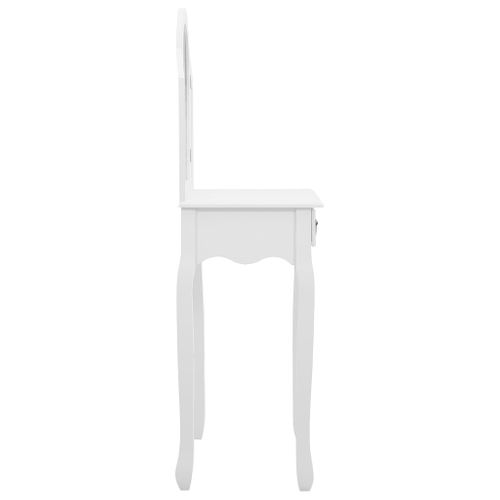 Coiffeuse Et Tabouret De Luxe 65 X 36 X 128 Cm Bois De Mdf Blanc 02_0006268