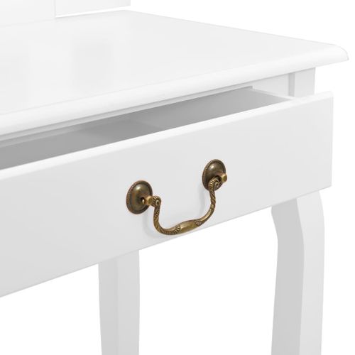 Coiffeuse Et Tabouret De Luxe 65 X 36 X 128 Cm Bois De Mdf Blanc 02_0006268