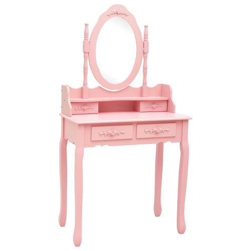 Ensemble De Coiffeuse Avec Tabouret 75 X 69 X 140 Cm Rose 02_0006271