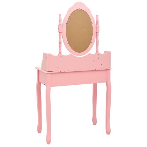 Ensemble De Coiffeuse Avec Tabouret 75 X 69 X 140 Cm Rose 02_0006271