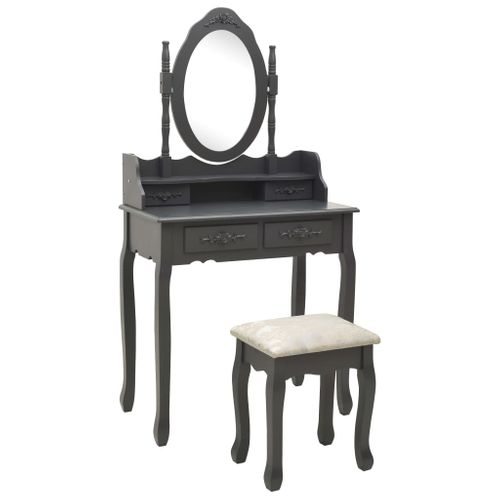 Ensemble De Coiffeuse Avec Tabouret 75 X 69 X 140 Cm Gris 02_0006272