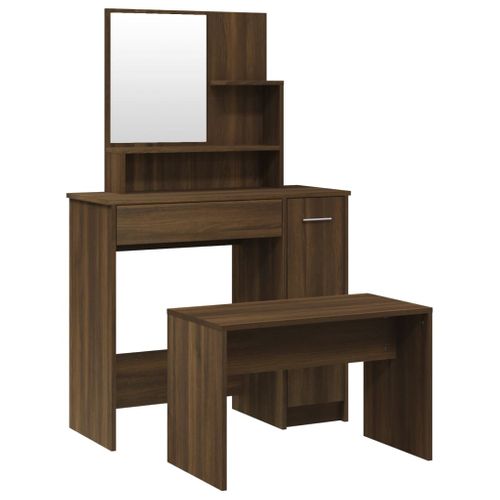 Ensemble De Coiffeuse Table De Maquillage Chêne 86,5 X 35 X 136 Cm Marron 02_0006279