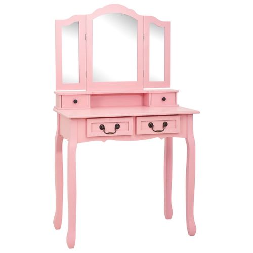 Ensemble De Coiffeuse Avec Tabouret 80 X 69 X 141 Cm Rose 02_0006325