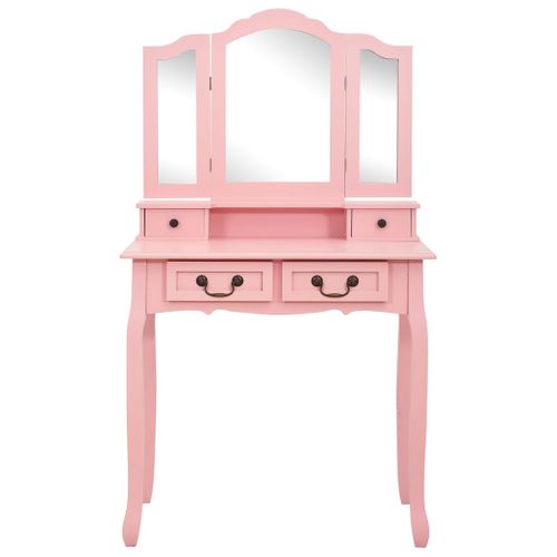 Ensemble De Coiffeuse Avec Tabouret 80 X 69 X 141 Cm Rose 02_0006325