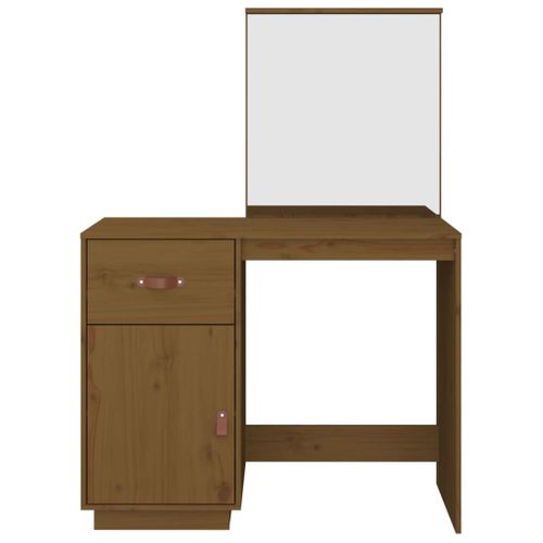 Coiffeuse Table De Maquillage Design Meuble Mobilier De Chambre Marron Miel