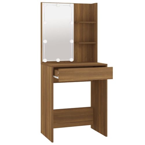 Coiffeuse Table De Maquillage Design Meuble Mobilier De Chambre Avec LED Chêne