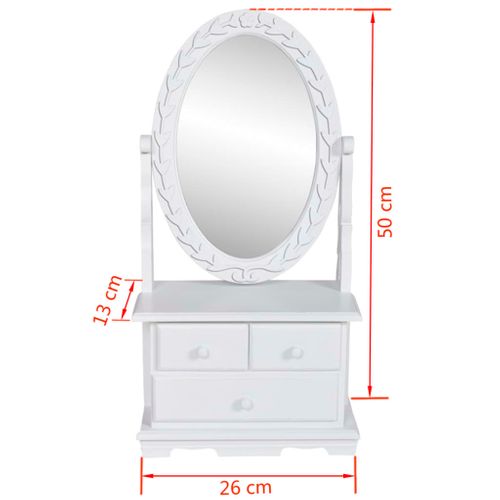 Coiffeuse Avec Miroir Pivotant 26 X 13 X 50 Cm Ovale Mdf Blanc 02_0006351