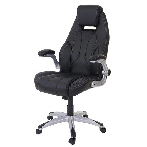 Fauteuil De Bureau Sur Roulettes En Synthétique Noir Ergonomique Bur04080
