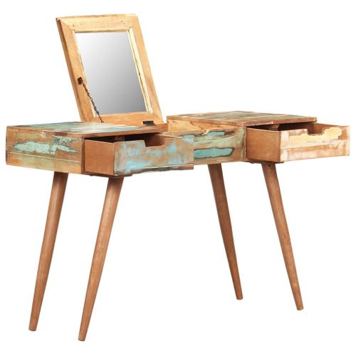 Coiffeuse Avec Miroir Table De Maquillage 112 X 45 X 76 Cm Bois Massif De Récupération
