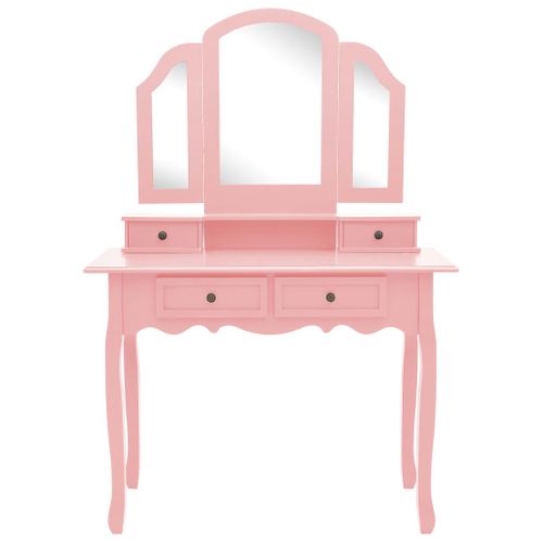 Ensemble De Coiffeuse Et Tabouret 100 X 40 X 146 Cm Rose 02_0006377