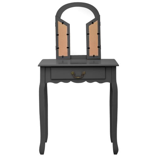 Coiffeuse Table De Maquillage Et Tabouret 65 X 36 X 128 Cm Bois Mdf Gris 02_0006378