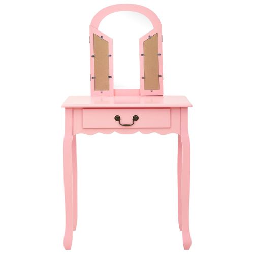 Coiffeuse Et Tabouret 65 X 36 X 128 Cm Bois Mdf Rose 02_0006382