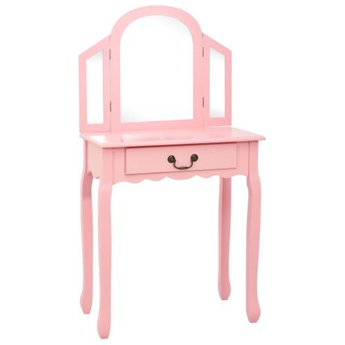 Coiffeuse Et Tabouret 65 X 36 X 128 Cm Bois Mdf Rose 02_0006382