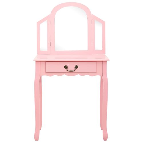 Coiffeuse Et Tabouret 65 X 36 X 128 Cm Bois Mdf Rose 02_0006382