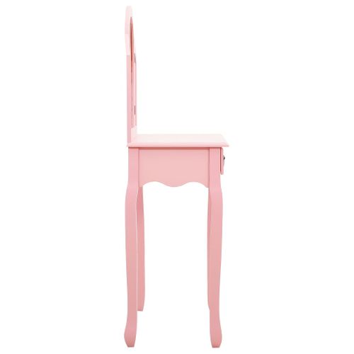 Coiffeuse Et Tabouret 65 X 36 X 128 Cm Bois Mdf Rose 02_0006382