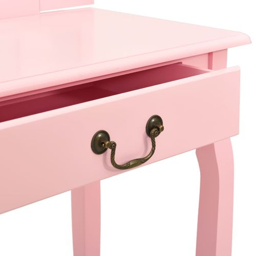 Coiffeuse Et Tabouret 65 X 36 X 128 Cm Bois Mdf Rose 02_0006382