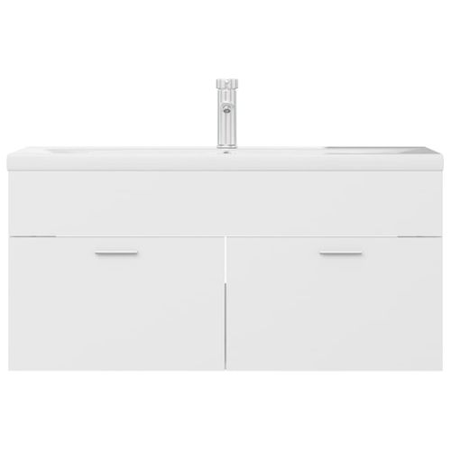 Armoire D'évier Avec Lavabo 100 X 38,5 X 46 Cm Intégré Blanc Aggloméré 02_0006422