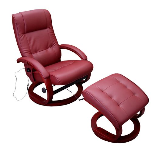 Fauteuil TV De Massage Relax Fonction Massage Avec Repose Pieds Synthétique Bordeaux 04_0002014