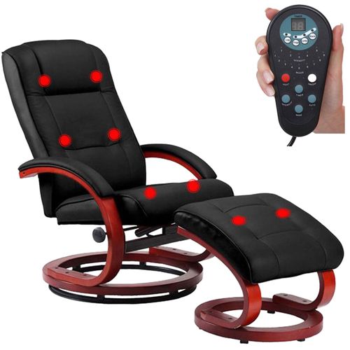 Fauteuil TV Relax Fonction Massage Avec Repose-pieds En Synthétique Noir 04_0002013