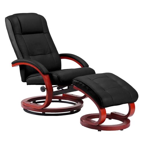 Fauteuil TV Relax Fonction Massage Avec Repose-pieds En Synthétique Noir 04_0002013