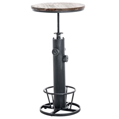 Table Haute Table De Bar Style Industriel Hauteur Réglable 100-123 Cm Repose-pieds Argenté Tab1002