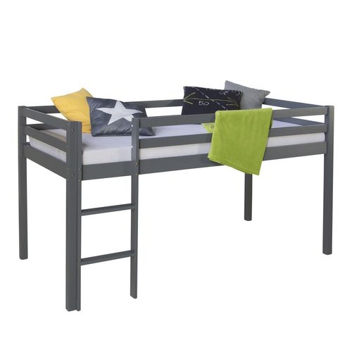 Lit Mezzanine Pour Enfant 90x200cm Avec Échelle En Bois Gris Lit06171