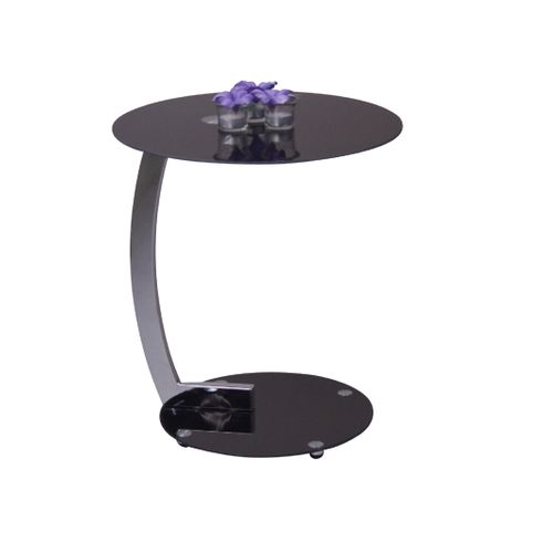 Table D'appoint Moderne Avec Structure En Métal Chromé Noir Taba05109