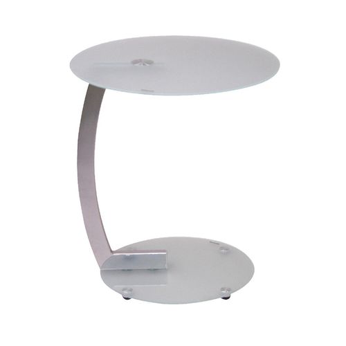Table D'appoint Moderne Avec Structure En Métal Chromé Blanc Taba05097